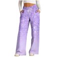 thumbnail image 1 of Pants for Women, Womens Fashionable Striped Printed Drawstring Wide Leg Pants, 1 of 5