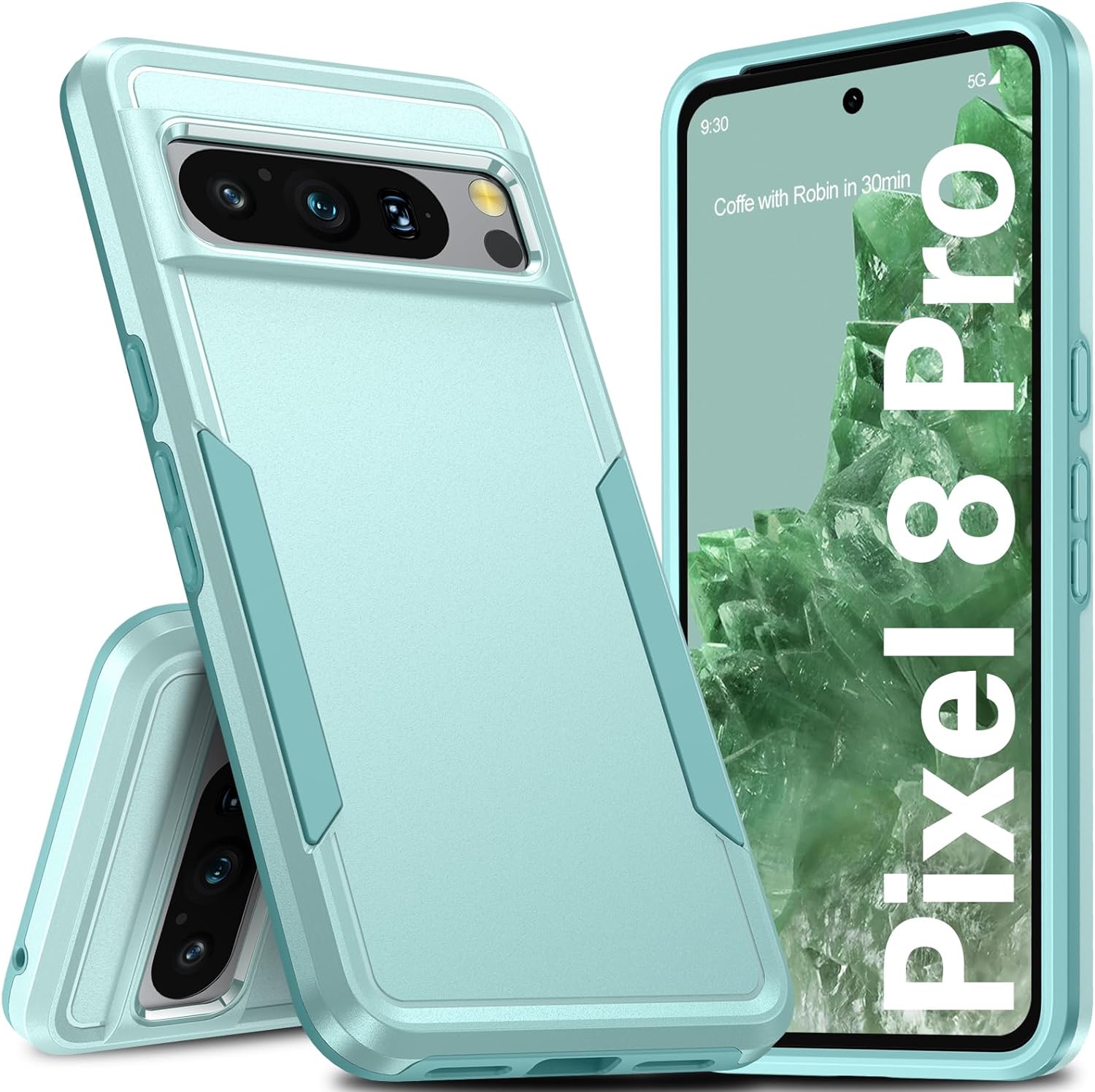 Tianle for Google Pixel 8 Pro Case, Pixel 8 Pro Case [15FT Military Protection][Double Layer][Heavy Duty][Anti-Slip][Matte Feel] Shockproof Phone Case for Pixel 8 Pro 6.7" (Teal)