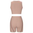 thumbnail image 4 of Mikilon Ensemble Élégant pour Femmes 2 Pcs Été Sans Manches Col Rond Slim Haut Shorts Confort Ensemble 2 Pcs Funky Confort Sans Manches Col Rond Ensemble Haut/chemise Kaki L, 4 of 5