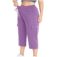 thumbnail image 4 of Wlynlyn Plus Size Capri Pants for Women Drawstring High Waisted Sweatpants Straight Leg Summer Cropped Trousers Size XXL, 4 of 7
