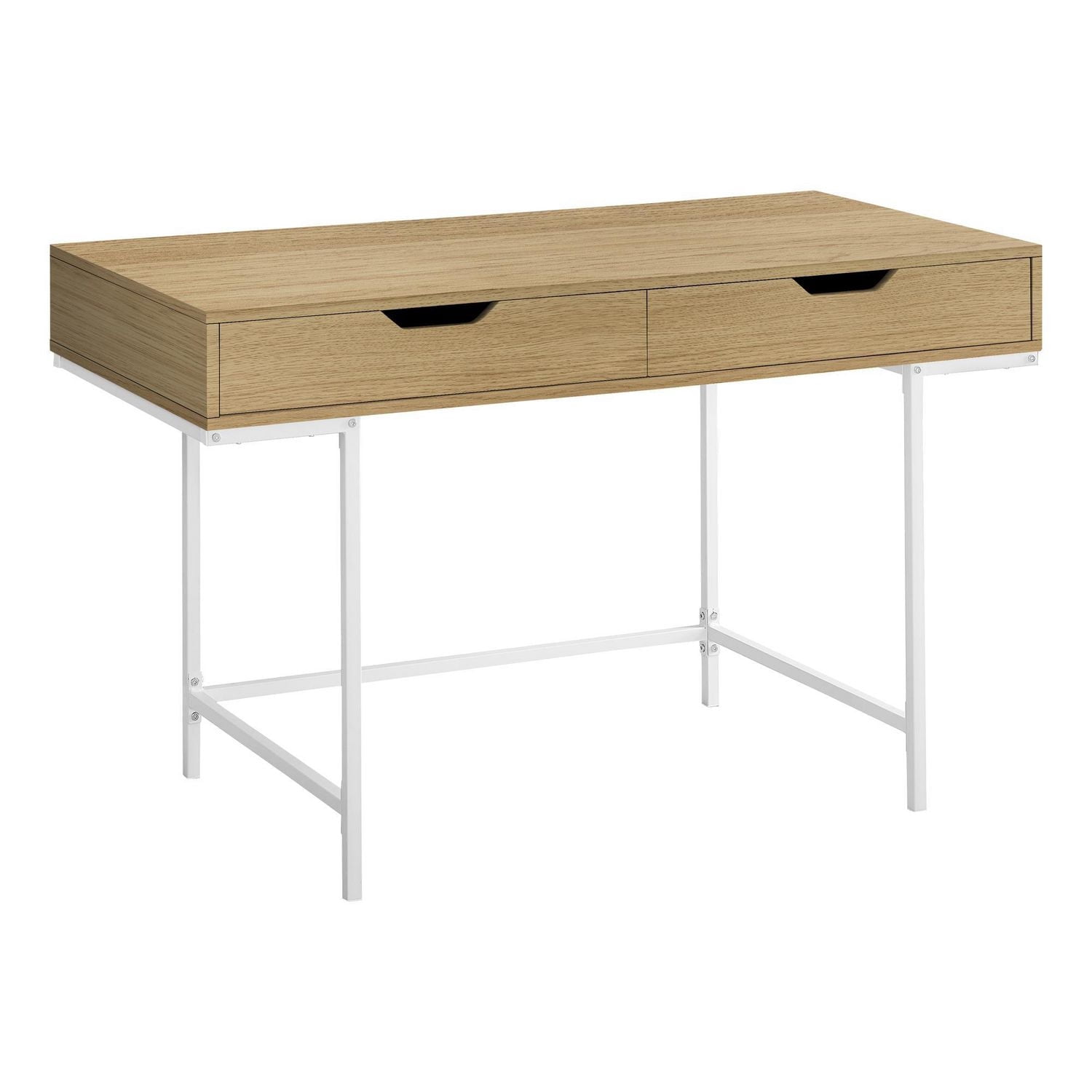 Monarch Specialties Bureau, Bureau À Domicile, Ordinateur Portable, Tiroirs De Rangement, 48"l, Travail, Métal, Stratifié, Naturel, Blanc, Contemporain, Moderne