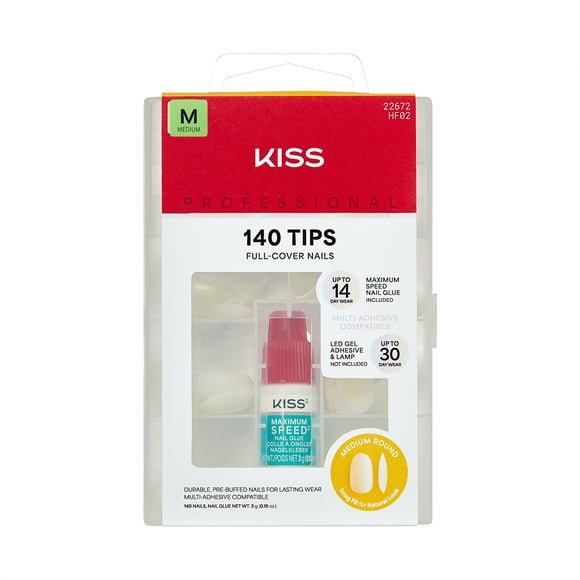 KISS 140 Nails- Earthly, White, Round, Medium