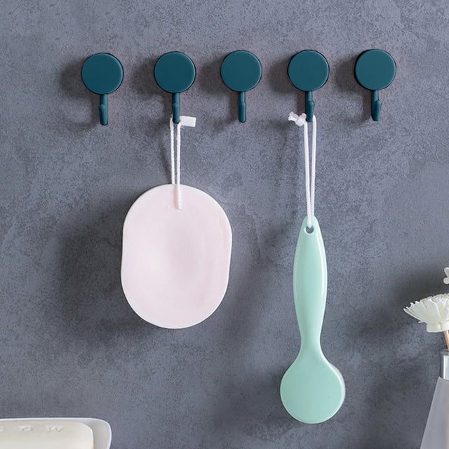 Vaidha 5-Pack Adhesive Wall Hooks For Bathroom And Kitchen - No-Drill Damage- Installation - Strong Adhesive 360 Rotation - Ideal For Hanging Towels Utensils