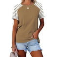 thumbnail image 2 of FAIWAD Hauts Grande Taille pour Femmes Blouse d'Été à Imprimé Rayé Manches Courtes Col Rond T-Shirts Tuniques Décontractées Tee, 2 of 3