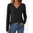 thumbnail image 3 of ShomPort Long Sleeve T-Shirts for Womens V-Neck Lightweight Solid Color Soft Blouses Breathable Comfort Daily Elastic Pullover Tees Tops, 3 of 7