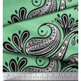 thumbnail image 2 of Soimoi Green polyester Crepe Fabric Geomertic & Paisley Print Fabric by the Yard 42 Inch Wide, 2 of 3