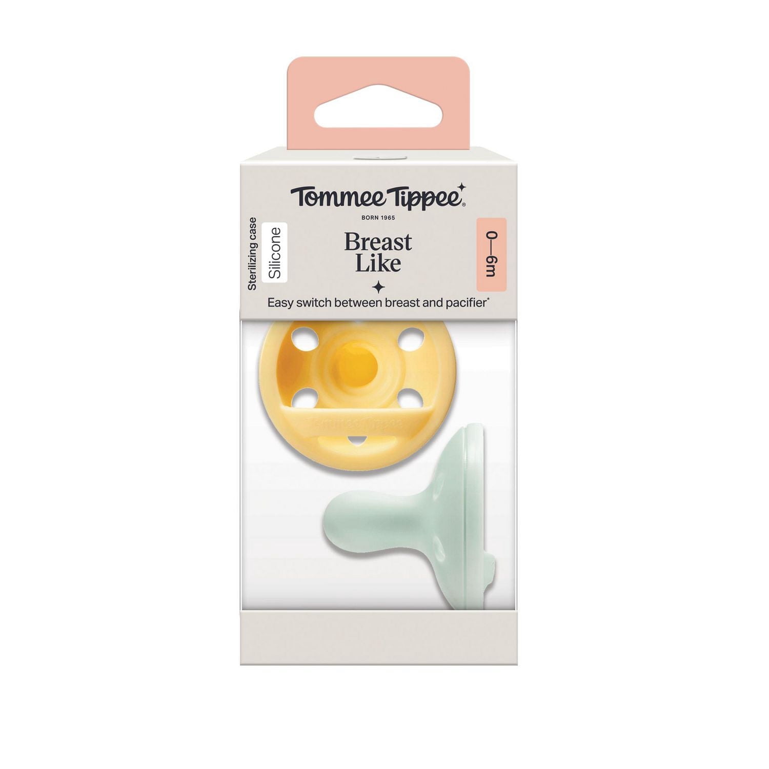 Tommee Tippeee Sucette Imitant le sein maternel, 0-6m – Lot de 2, Vert et Jaune