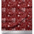thumbnail image 1 of Soimoi Rouge Coton Popeline Tissu Feuilles & Aster Floral Tissu Imprimé 1 Yard 58 Inch Wide, 1 of 3