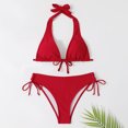 thumbnail image 5 of EGNMCR Bikini Set Women's Solid Bikini Strap Bikini Deep V Split Swimsuit, 5 of 5
