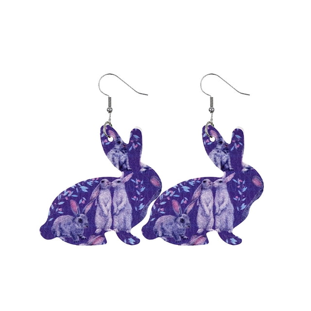 Creative Easter Leather Earrings Colorful Eggs Party Rabbit Happy Easter Day Decor Bunny Ester Parti Girls Gifts, Style 19