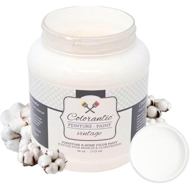 COLORANTIC / Peinture à la Craie Cotton Ball / Notre Blanc le Plus Pur / Bricolage Relooking de Meubles et Déco Maison / Fini Mat / 58 oz