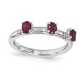 thumbnail image 1 of Bague en Argent Sterling Stackable Expressions Rubis Créé Trois Pierres Taille 7, 1 of 3