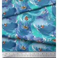 thumbnail image 2 of Soimoi Green Poly Georgette Fabric Flower Watercolor Printed Fabric 1 Yard 42 Inch Wide, 2 of 3