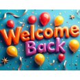 thumbnail image 4 of Welcome Back Banner Gradient Heart Stars Party Decoration Background Backdrop for Office Classroom Event Photography Celebration Decors, 4 of 4