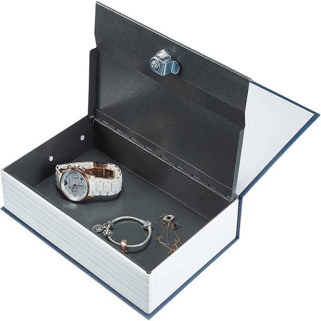 SUTENGDA Book Safe Metal Secret Book Safe Stash Coverbook Safe Containers Storage Lock Box with Key Lock for Money Cards Jewelry Passports Other Valuables Hiding Gift for Boys and Girl