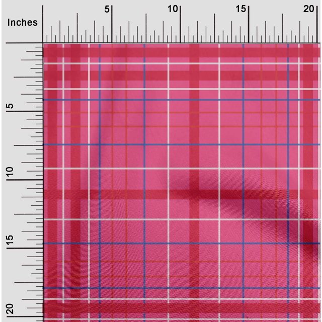 oneOone Silk Tabby Fabric Madras Check Print Fabric By The Yard 42 Inch Wide