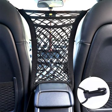 EZONEDEAL Barrière de Rangement en Filet pour Voiture à 3 Couches, Barrière pour Animaux, Filet pour Chien avec Sécurité Auto, Noir