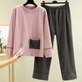 thumbnail image 2 of Rbaofujie Robe pour Femmes Ensemble de Pyjama d'Automne pour Femmes Chaud avec Poche d'Hiver en Peluche à Manches Longues Pantalon Ample à Col Rond, 2 of 6