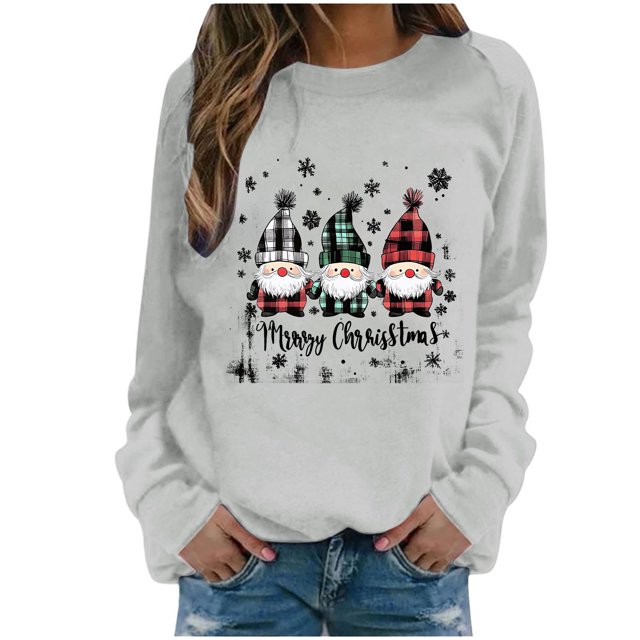 WEAIXIMIUNG Sweatshirts pour Femmes avec Fermetures Éclair Pull Graphique de Noël Sans Capuche Mode Vacances