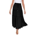 thumbnail image 1 of GYUJNB Women's Button Front Split Midi Skirt High Waisted A Line Skirts,Black,M, 1 of 6
