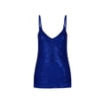 thumbnail image 4 of Plus Size Tank Tops for Women Loose Fit V-Neck Spaghetti Strap Sequin Ruched Waist Solid Top with Stretchy Lining, 4 of 7