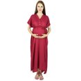 thumbnail image 1 of Bimba Maternity Hospital Kaftan With Belt Rayon Nursing Night Gown| Front & Back Buttons, 1 of 8