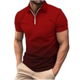 thumbnail image 1 of Chemises pour Hommes Imprimé Décontracté Manches Courtes Col Rabattu T-Shirt à Fermeture Éclair Blouse Tops, 1 of 5