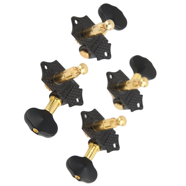 Left Right Guitar Tuning Knobs, Easy To Install Simple Operation Black And Gold Ukulele Tuning Pegs High Stability For Bass