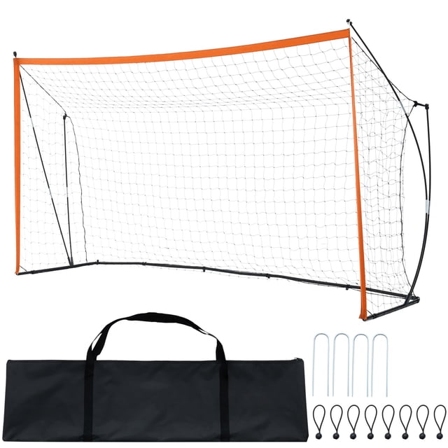 KFFKFF Portable Soccer Goal, 12x6 ft Adults Kids Backyard Soccer Net, Large Practice Soccer Net, Steel Fiberglass Structure Training Goal Set, All-Weather Outdoor Soccer Goals