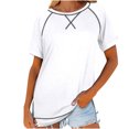 thumbnail image 1 of Timegard Hauts pour Femmes Décontractés Amples Confortables Col Rond Manches Courtes Fente Latérale Hauts T-Shirt Mode Été, 1 of 8