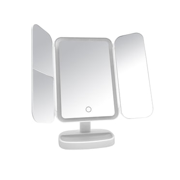 Mainstays LED Freestanding Folding Bathroom Mirror, Perfect for Bathrooms or Vanities