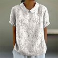 thumbnail image 2 of Chemise en Lin Élégante à Col Rond Imprimée Vintage Décontractée T-Shirt Compression Manches Mi-Longues pour Femmes, 2 of 4