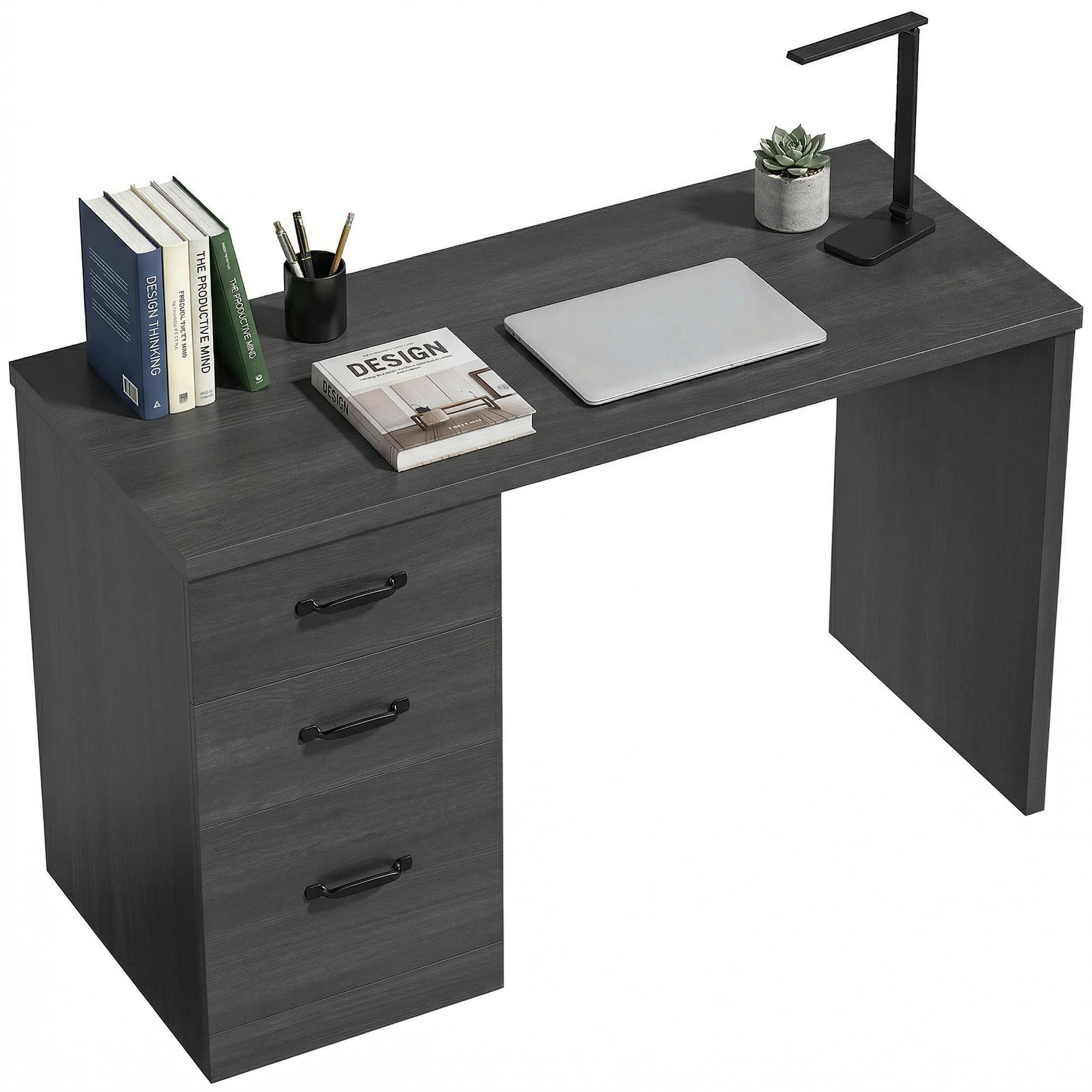 HOMCOM Computer Desk with 3 Drawers, 47" Home Office Desk, Black