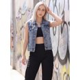 thumbnail image 4 of INSPIRE CHIC Women's Denim Vests Button Down Washed Back to School Sleeveless Jean Jackets with Pockets Gray Blue L, 4 of 6