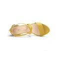 thumbnail image 4 of BLISSFUL STEP Women's Open Toe Cross Strap Mid Block Heel Sandals Yellow 9, 4 of 8