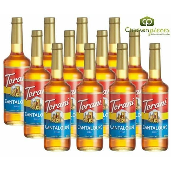 Torani Premium Cantaloupe Syrup – Sweet Mellow Melon Essence & Pure Cane Sugar Brilliance, 750 mL (25.36 oz) Elegant Glass Bottle ---