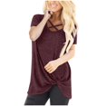 thumbnail image 1 of Birdeem T-Shirt Blouse à Manches Courtes à Col en V Uni pour Femmes, Coupe Ample, 1 of 12