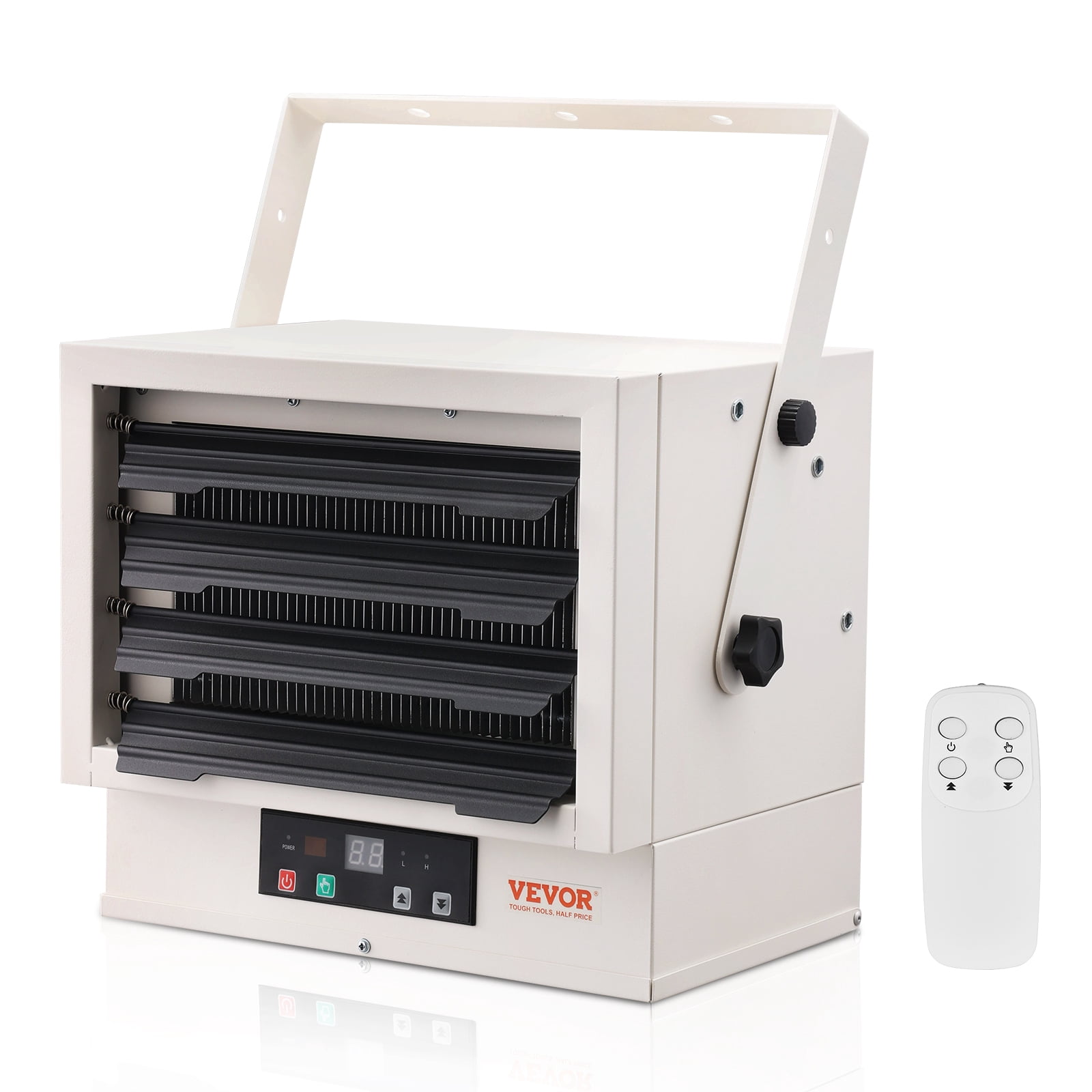 Chauffage électrique de garage VEVOR, Chauffage mural/plafonnier numérique à ventilateur forcé de 7500W, avec télécommande, protection contre la surchauffe, chauffage câblé avec minuterie de 9 heures, idéal pour l'atelier, certifié ETL