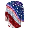 thumbnail image 5 of Frostluinai T-Shirts Patriotiques pour Femmes Manches 3/4 Rouge Blanc et Bleu T-Shirts Col Rond T-Shirts de Fête de Vacances T-Shirts d'Été Décontractés, 5 of 5