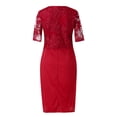 thumbnail image 4 of SMihono Robe d'Été pour Femmes Grande Taille Mode pour Femmes Dentelle Élégante Robe de Mère de la Mariée Longueur Genou Robe Grande Taille, 4 of 5