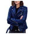 thumbnail image 1 of CEHVOM Women Cool Faux Leather Jacket Zipper Fitted Coat Fall Short Jacket, 1 of 4