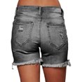 thumbnail image 2 of UKAP Ladies Short Jeans  Hem Denim Shorts Solid Color Jean Washed Daily Grey 3XL, 2 of 3