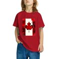 thumbnail image 4 of uublik T-shirt Garçon Feuille d'Érable Canadienne Manches Courtes Hauts Enfants Été T-Shirts Col Rond T-Shirts Mode 3-10 Ans, Rouge, 4 of 6