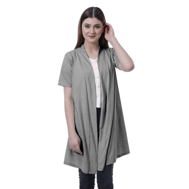 Moomaya Womens Half Sleeve Shrug Open Front Long Cardigan Lightweight Summer Fit