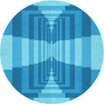 thumbnail image 1 of Ahgly Company Tapis d'Intérieur Rond Lavable en Machine Bleu Néon Transitionnel, 7 Pieds Rond, 1 of 7
