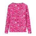 thumbnail image 4 of Pompotops Femmes Dames Col Rond Hauts Amples Décontractés T-Shirts Imprimés Blouse à Manches Longues en Solde, 4 of 5