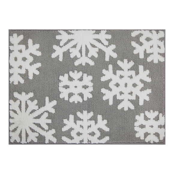 Holiday Time Snowflake Bath Rug, 17"x24"