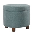 thumbnail image 5 of HomePop Round Tweed Storage Ottoman, Teal Tweed, 5 of 5