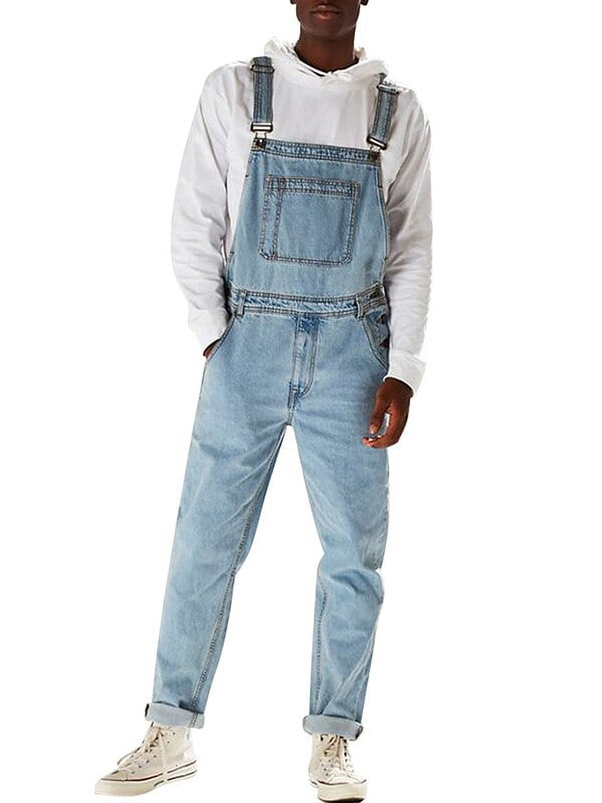 JDinms Men's Denim Bib Overalls Jumpsuit Jeans