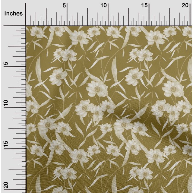 oneOone Polyester Lycra Brown Fabric Florals Craft Projects Decor Fabric Printed By The Yard 56 Inch Wide